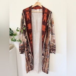 🤎 Chico’s Open Front Lightweight Knit Duster – Size 2 (M/L) 🧡
